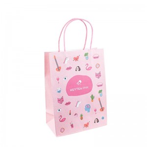 Eco-friendly recyclénoir blanc aliments à emporter emballage de papier artisanat Sac en papier shopping shopping marron kraft en papier avec poignée