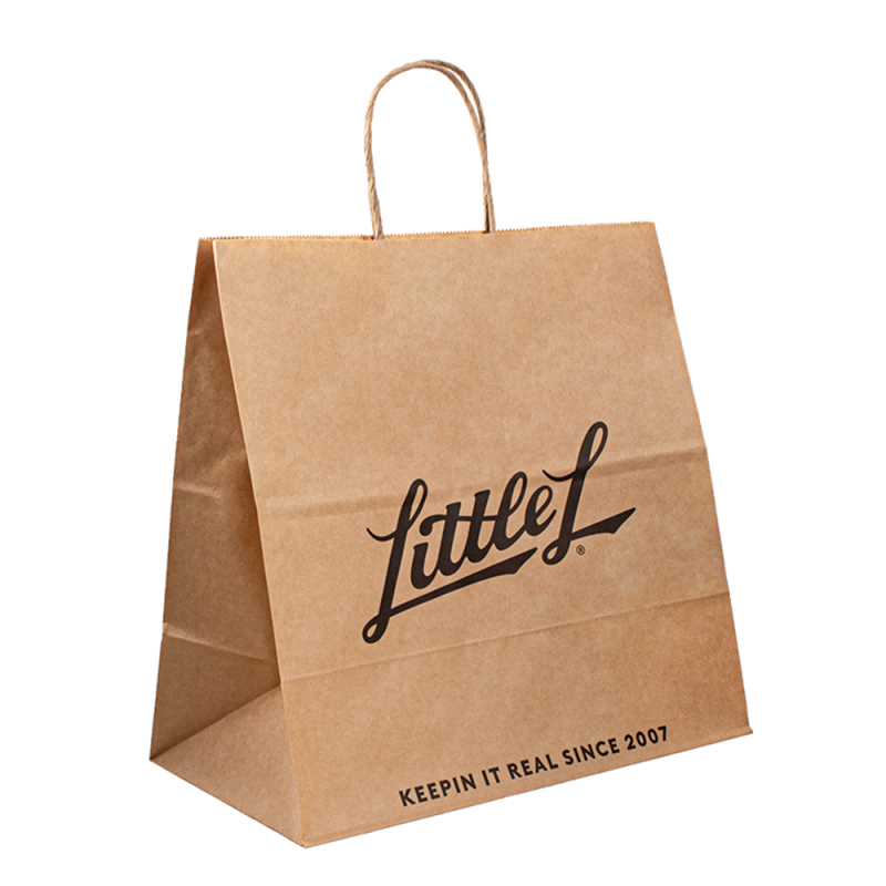 Sacs en papier à emporter sacs en papier sacs d'emballage alimentaire Bolsas Handle Brown Paper Sacs