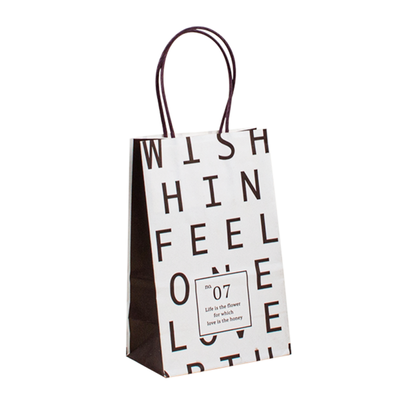 Gift Shopping Food Mini Handle de sacs en papier kraft blanc