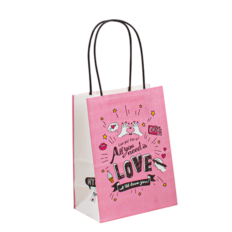 Gift Shopping Food Mini Handle de sacs en papier kraft blanc