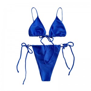 Bleu de bandoulière en tissu de motif bleu maillot de bain en deux pièces