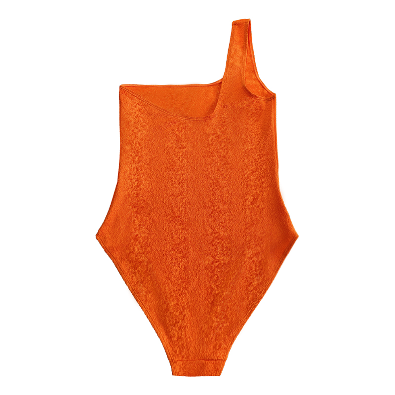 Tissu orange à volants à une épaule Sexie Sexie Swimsuit