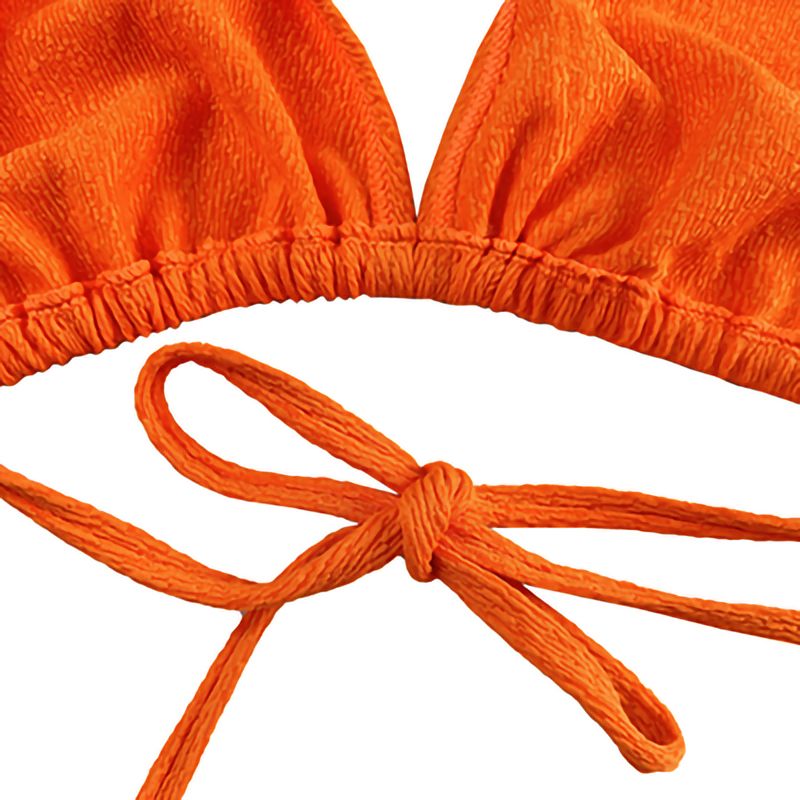 Halter en tissu à volants orange, tasse de trépied, maillot de bain en trois pièces