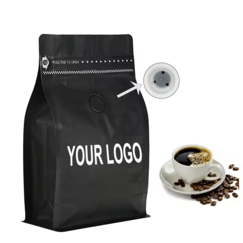 Sacs de café respectueux de l'environnement avec sacs d'emballage à soupape et à fermeture éclair à fermeture éclair