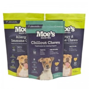 Conception de conception personnalisée pochette à fermeture éclair sacs en plastique Logo Snack pour animaux de compagnie Sac de gâterie pour chiens