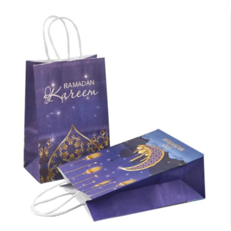 En gros de l'Eid Mubarak Gift Kraft Paper Sac Islamic Muslim Festival Party Decoration Ramadan Goodie Sacs