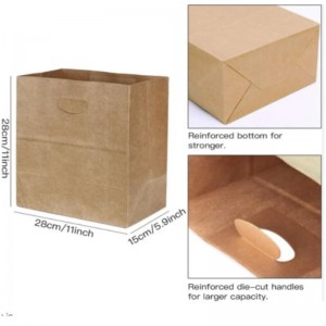 Cadeaux chauds Restaurant boulangerie recyclable Die Cut Handle Brown China Sac en papier imprimé en gros logo personnalisé