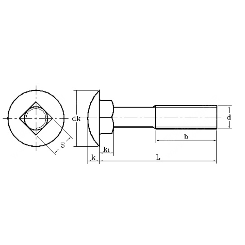 boulon de carrosserie en acier inoxydable