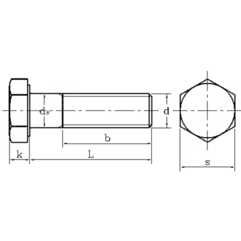 Boulon hexagonal en acier au carbone de classe de propriété 12.9