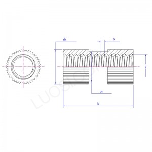 Écrou à inserts filetés aveugles moletés en laiton