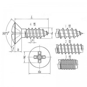 zinc-Croix plaquée colorée à encastrer soi-même-vis taraudeuse