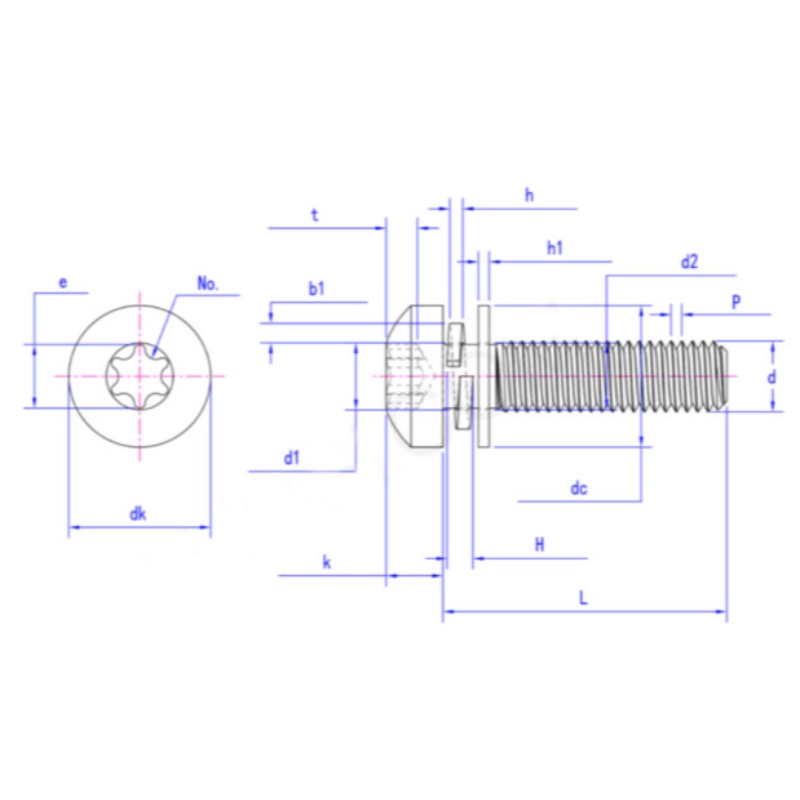 Vis à tête cylindrique à six pans creux avec rondelle plate et rondelle élastique