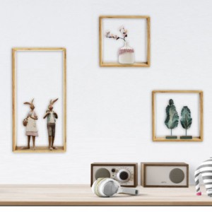 DIR Ensemble d\'organisation de rangement pour décoration murale avec cadre en bambou