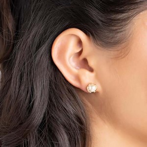 Boucles d\'oreilles à tige en perles en cage plaquées or 18 carats Hongde, 4 mm