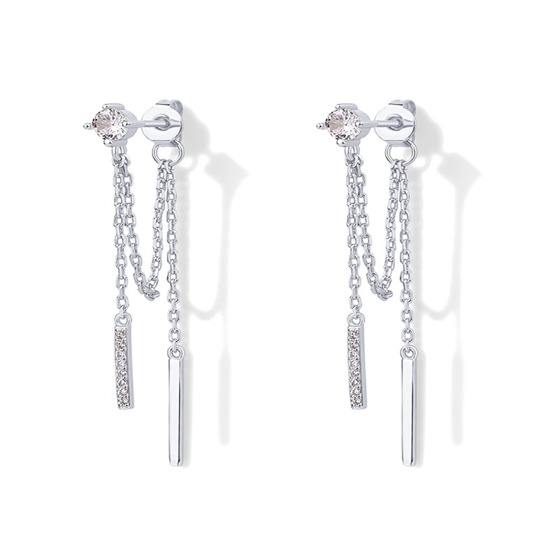 Hongde – boucles d'oreilles en argent sterling 925 plaqué or 18 carats, chaîne pendante, clous en zircone cubique, enfile-boule, boucles d'oreilles