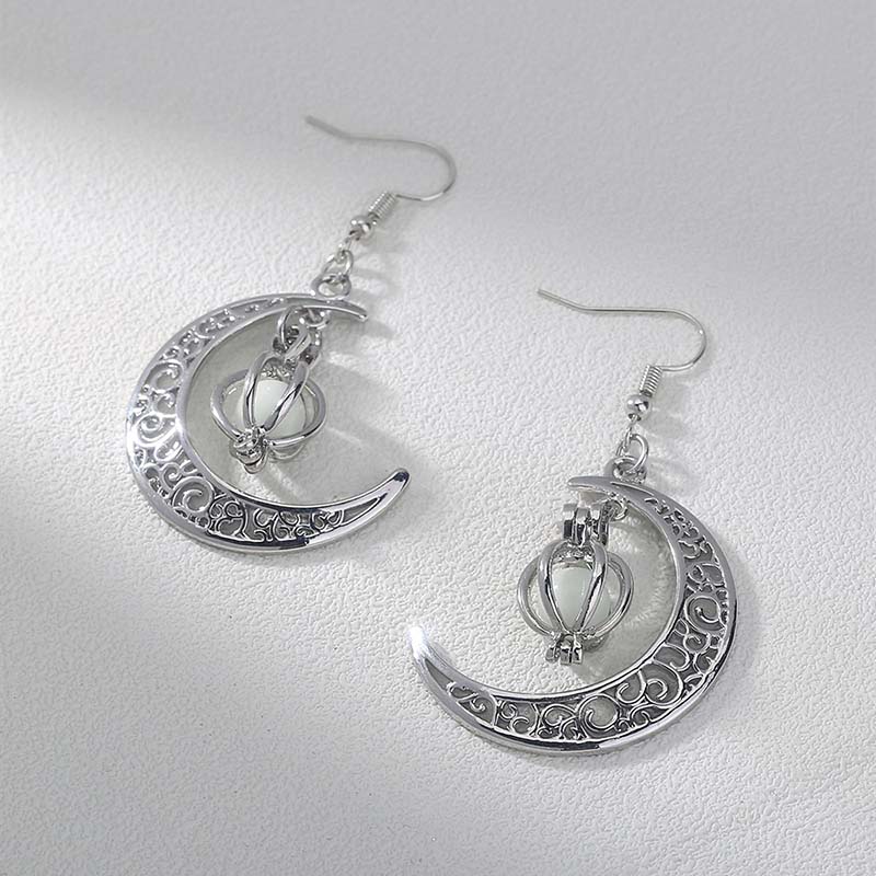 Hongde – boucles d'oreilles croissant de lune en argent qui brillent dans lenoir