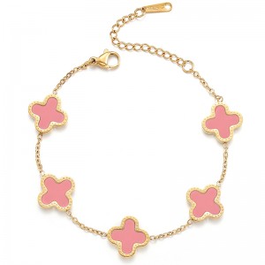 Hongde Or 18 carats-Hommes plaqués\\et les femmes\\Bracelet porte-bonheur trèfle à quatre feuilles