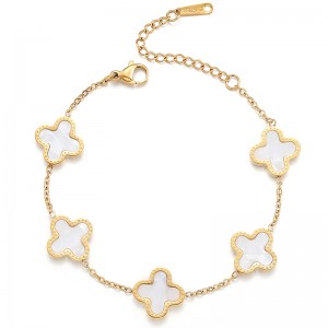 Hongde Or 18 carats-Hommes plaqués\\et les femmes\\Bracelet porte-bonheur trèfle à quatre feuilles