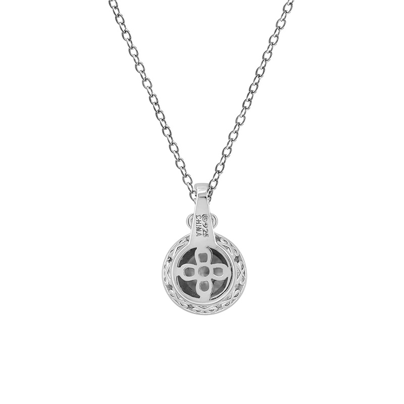 Hongde Platine-Plaqué Argent Sterling Éléments Infinis Zircone Ronde-Collier pendentif antique coupé, (précédemment Collection Amazon)