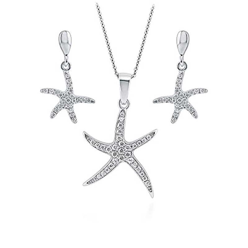 Pendentif étoile de mer en laiton plaqué argent, société de bijoux, pendentif en laiton poli étoile de mer océan vie marine avec chaîne de 18 boîtes