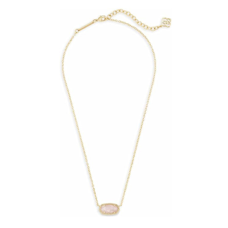 Collier pendentif minimaliste en or rose rose pour femmes, bijoux de mode, or 14 carats-Plaqué