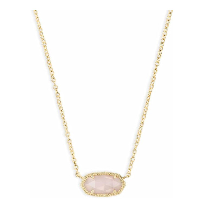 Collier pendentif minimaliste en or rose rose pour femmes, bijoux de mode, or 14 carats-Plaqué