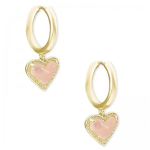 Boucles d\'oreilles créoles à breloques en forme de cœur Blush, boucles d\'oreilles Huggie en forme de cœur pour femmes, bijoux à la mode