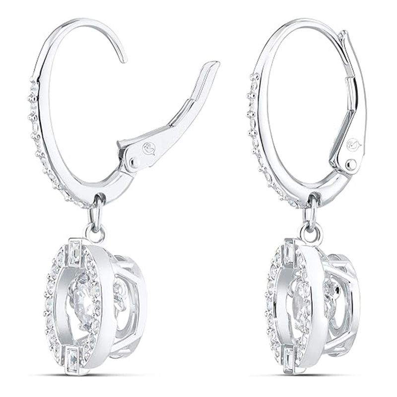 Crystal Dance Boucles d'oreilles créoles en argent SWAROVSKI Collection de bijoux avec collier et boucles d'oreilles scintillantes, finition rhodium, cristaux bleus, cristaux transparents