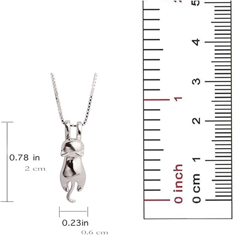 Collier à breloques en forme de chat en argent sterling S.Leaf pour femme - Bijoux en forme de chat pour femme - Accessoires pour femme - Cadeaux sur le thème des amants de maman - Chaton en argent mignon - Cadeaux d'anniversaire pour femme