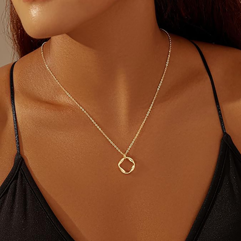 Double minimaliste-Collier superposé en or 4 carats plaqué argent avec pendentif en forme de trombone et chaîne ras du cou, ensemble de bijoux simples en or et diamant avecnœud croisé, cadeaux pour femmes