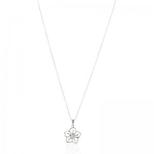 Collier à pendentif floral délicat avec pierre denaissance véritable ou créée, collier avec chaîne en argent sterling, 18