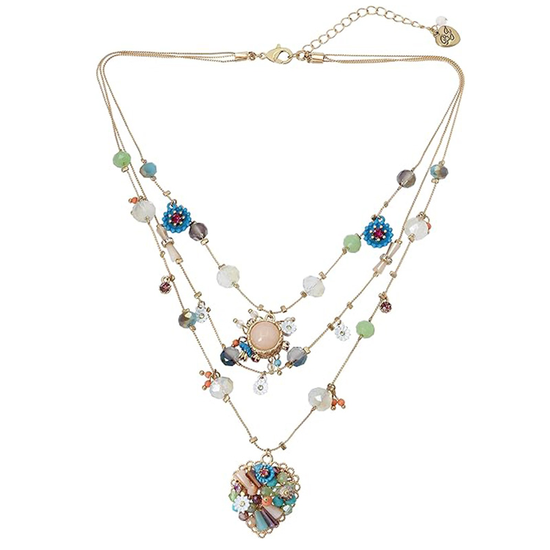 Boho Bloom Multi-Collier pendentif coeur superposé