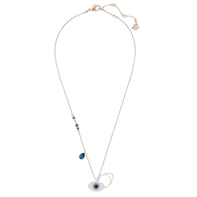 Collier avec pendentif Radiant Guardian Evil Eye avec accents de zircon bleu, symbole d'élégance, de protection et de style intemporel.