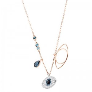Collier avec pendentif Radiant Guardian Evil Eye avec accents de zircon bleu, symbole d\'élégance, de protection et de style intemporel.