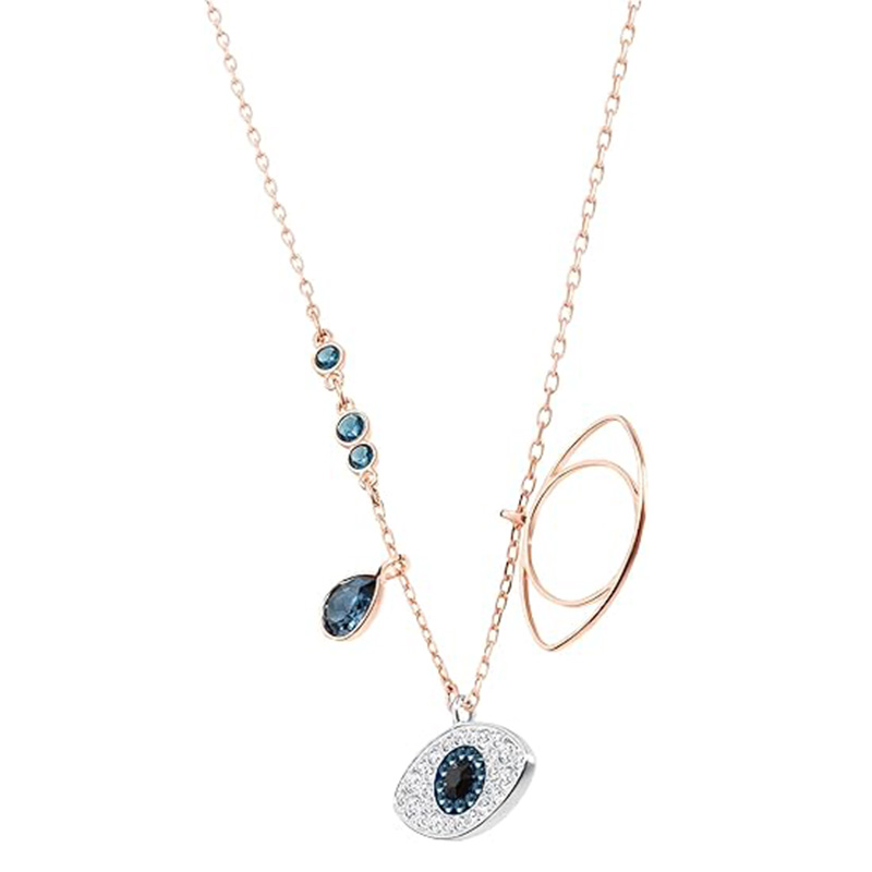 Collier avec pendentif Radiant Guardian Evil Eye avec accents de zircon bleu, symbole d'élégance, de protection et de style intemporel.