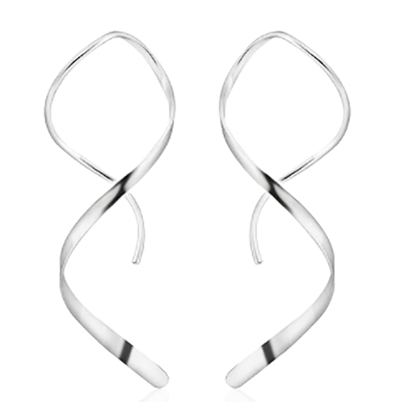 Boucles d'oreilles en spirale en argent sterling à la main-Argent