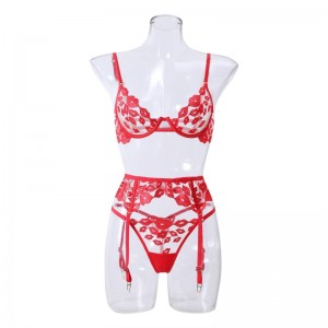 Lingerie sexy - ultra-Fin, avec de la broderie à lèvres rouges et de la dentelle. Il\\Un ensemble de soutien-gorge pour les gros seins qui les rend plus petits et empêche le prix W7229 de s\'affaisser:$219.99