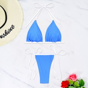Nouveau 2025 européen et américain-style lacé sexy trois-Pièces de maillots de bain Bikini avec un sentiment de sophistication pour la plage. Ces solides-Les maillots de bain en couleur conviennent à la croix-commerce frontalier.  P...