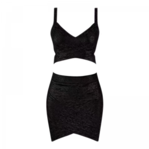 Camisole en tricot en or d\'été, ensemble de jupe enveloppant de la hanche