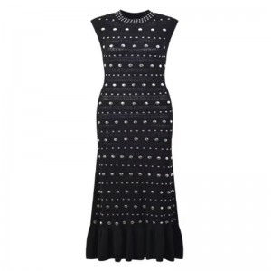 Collier d\'été à col épaule sans manches, robes en tricot métalliques